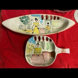 “Cafe de Paris” Hand-Painted Serving Plates